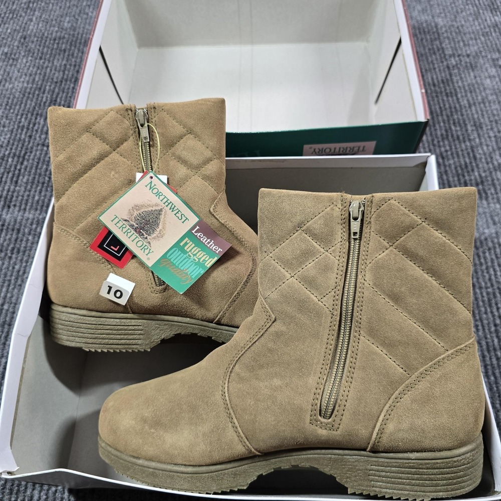 Northwest Territory Boots Womens Size 10 Brown Leather Suede Ankle Zip Fleece